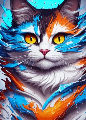 Cute Colorful Cat Portrait