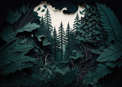 Pine forrest paperart