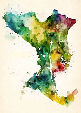 Belize Watercolor Map