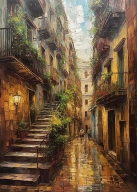 Oil Painting of Barcelona 