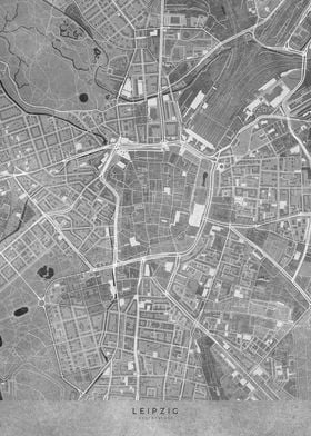 Leipzig center gray map