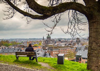 The man looks at Namur