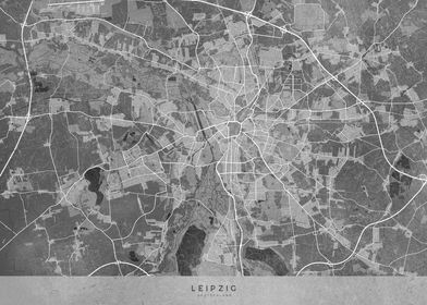 Gray map of Leipzig