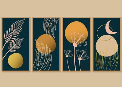 Gold Botanical Boho Art