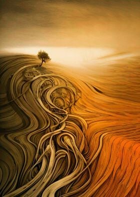 Tree in abstract desert