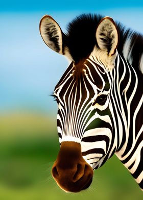 Close up zebra in a field