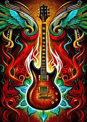 Burning guitar