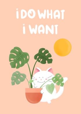 Monstera Plant and Cat