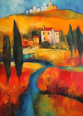 Italy Autumn Landscape Art