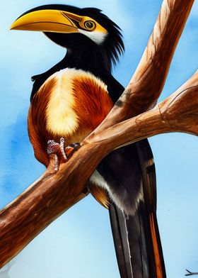 A beautiful hornbill bird