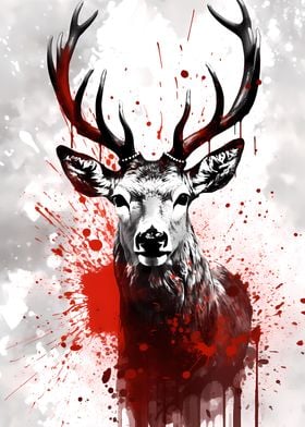 Red Deer Ink Painting