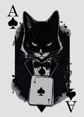 Spades Ace Card Black Cat