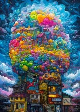 Colorful town in the top