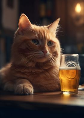 Cat a glasses of beer