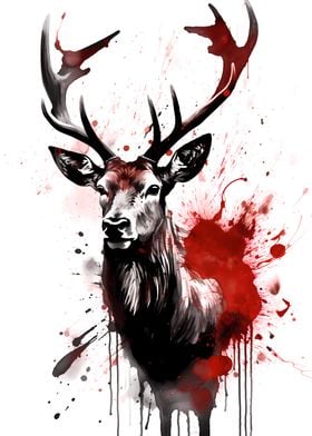 Reindeer Ink Painting