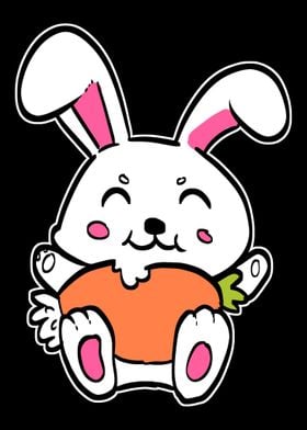 Rabbit Eating Carrot Veget