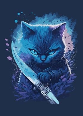 Badass Ninja Cat and Sword