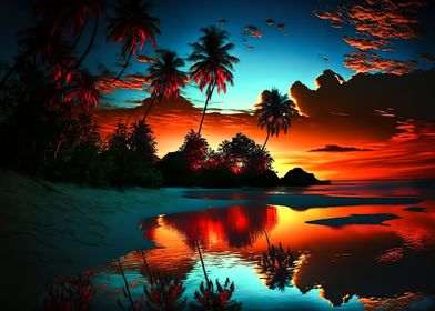Beach sunset landscape