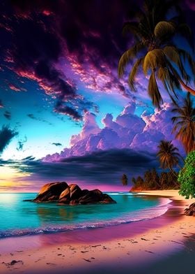 Beach sunset landscape