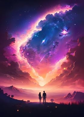 Cosmos Sunset Couple Space