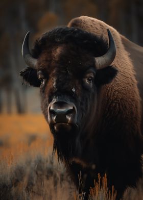 Grazing Bison