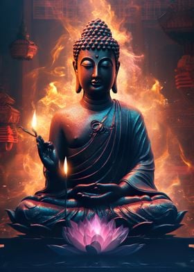 Buddha Flames Pink Lotus