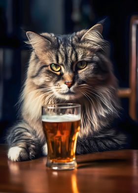 Cute cat and a beer