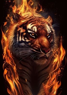 Angry Tiger Fire Animal