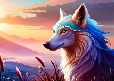 Beautiful fantasy wolf