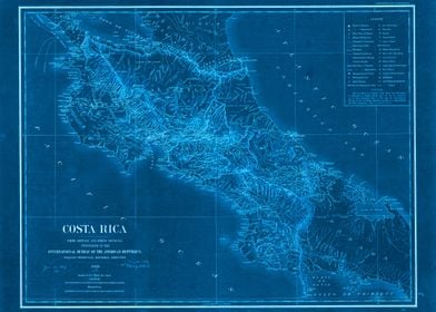 Costa Rica blue map