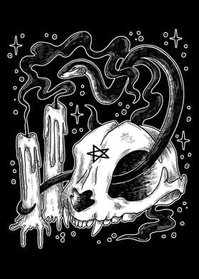 Pentagram Skull and Snake