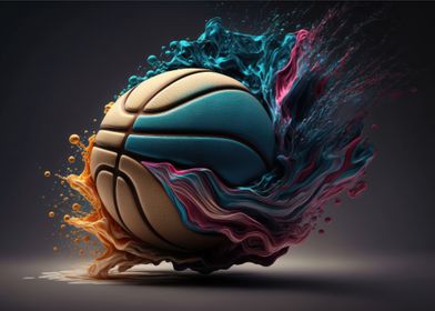 basketball in 3d style