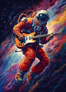 Astronaut playing guitar
