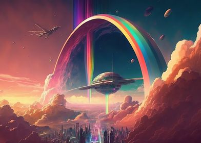 Rainbow Futuristic City