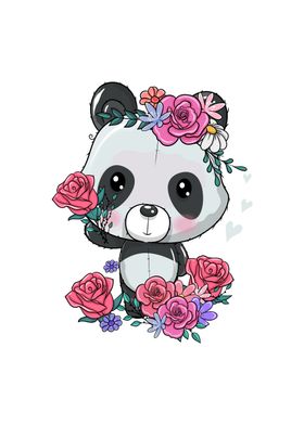 Cute Flower Panda