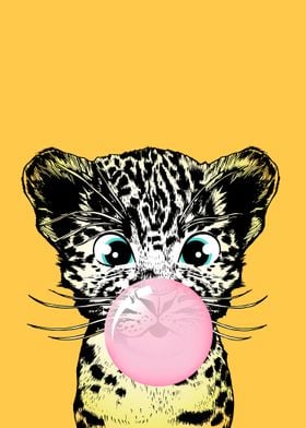 Little leopard with bubble