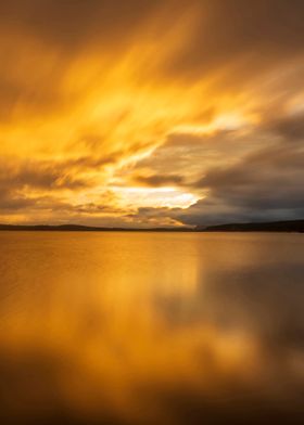 Sunset lake landscape