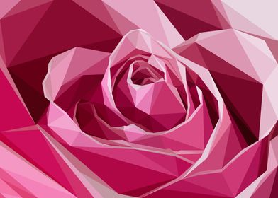 Pink Rose Abstract Lowpoly