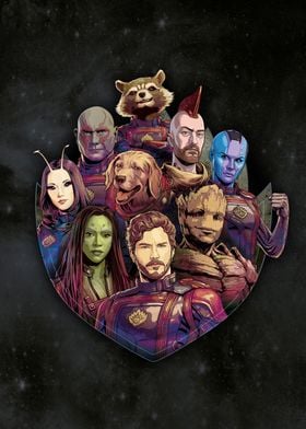 Displate - Poster en Métal - Monté sur Aimant - Marvel - Guardians