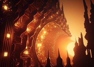 Golden Futuristic City