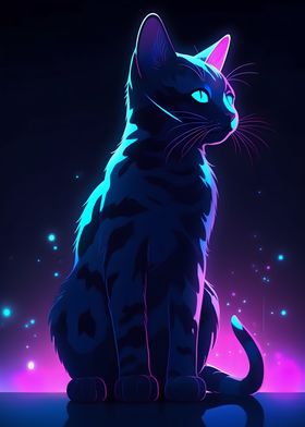 Neon Anime Cat