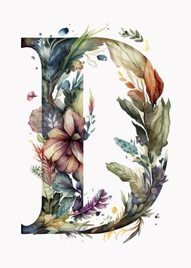 Watercolor Letter D Poster