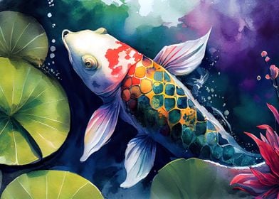 Watercolor Koi Fish 