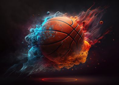 Basketball ball on fire