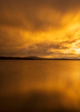 Sunset lake landscape