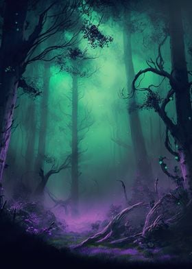 foggy forest nature