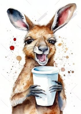 Kangaroo with Coffee