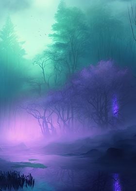 foggy forest nature