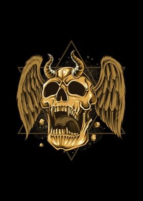 Skull with gold color