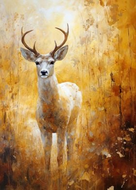 Golden Deer Abstract